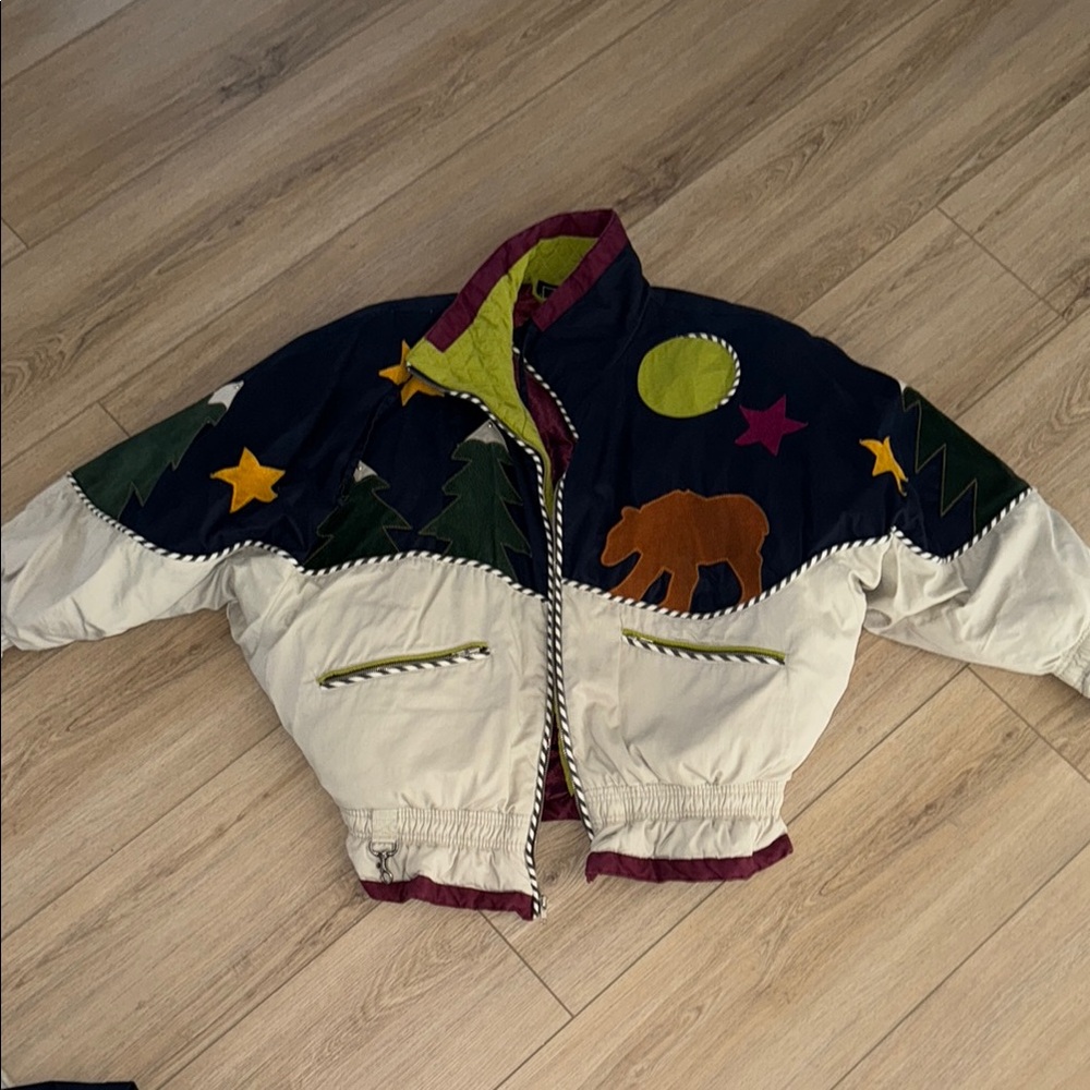 Gallery Patchwork Suede Down Filled Puffer Ski Jacket